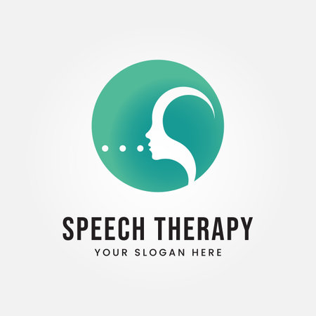 Speech Therapy Logo Design Vector Template Illustrationのイラスト素材