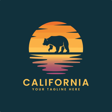 beach california with bear summer time, summer beach sunshine vector design artworkのイラスト素材
