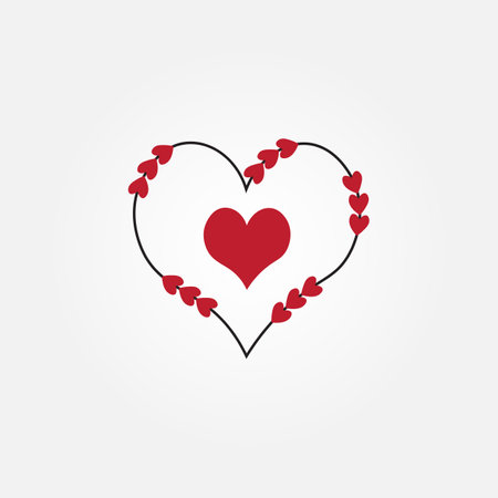 valentine with love and heart logo vector illustration designのイラスト素材