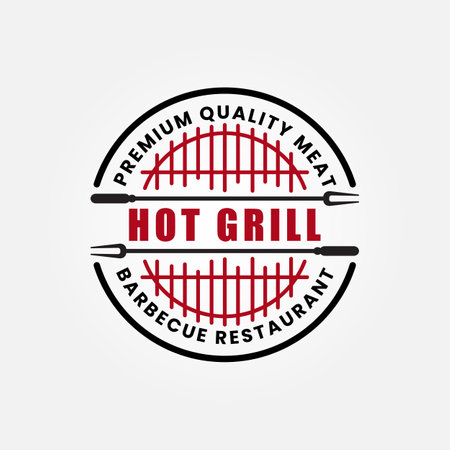 hot grill and barbecue logo vector illustrationのイラスト素材