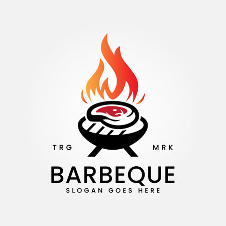 Smoked barbeque and grill logo vector illustration designのイラスト素材