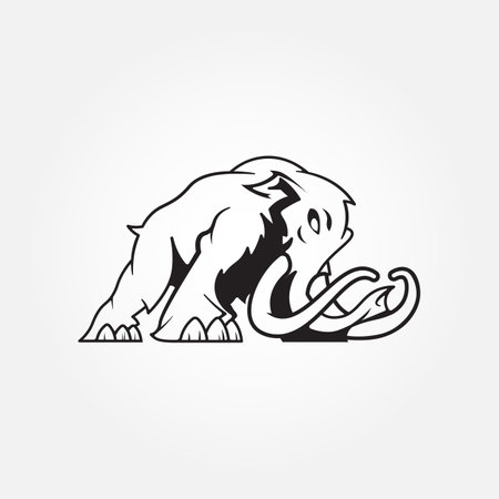 mammoth elephant logo vector icon illustration. mammoth ancient animal line logo mascot design.のイラスト素材
