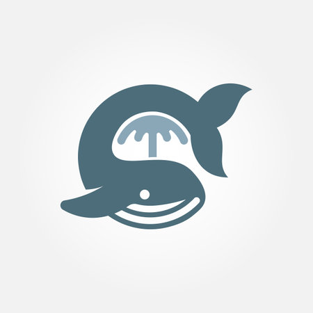 whale ocean logo vector minimalist illustration design, sea whale logo designのイラスト素材