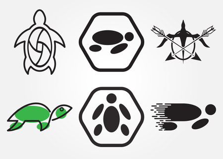 set bundle Turtle logo vector with a minimalist conceptのイラスト素材