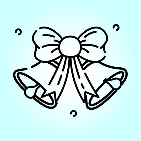 A charming illustration of Christmas bells tied together with a large festive bow. Perfect for holiday greetingsのイラスト素材