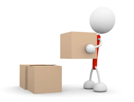 Carrying cardboard boxの写真素材