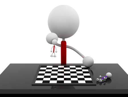 Characters with chess boardの写真素材
