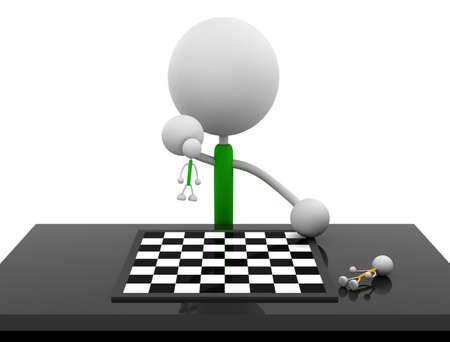Characters with chess boardの写真素材