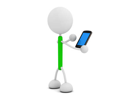 Character with smartphoneの写真素材