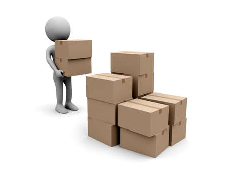 Holding a cardboard boxesの写真素材