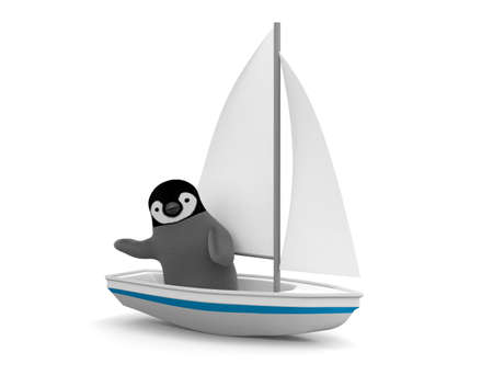 Penguin on a yachtの写真素材
