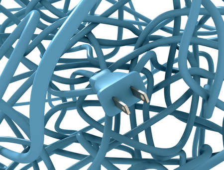 Plug cables intertwinedの写真素材