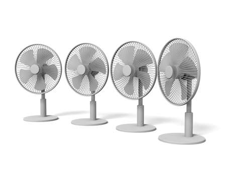 Electric Fans on white backgroundの写真素材