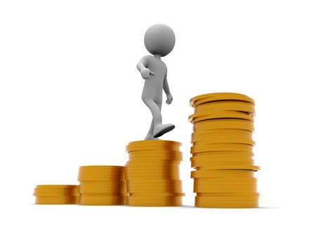 Climb a pile of coinsの写真素材