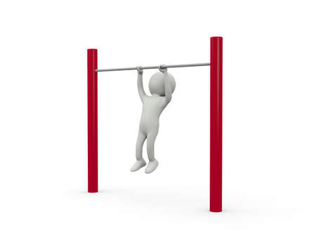 Athlete doing pull-up on horizontal barの写真素材