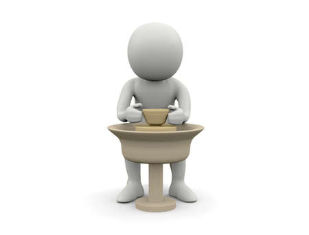 Modeling of clay on a potter's wheelの写真素材