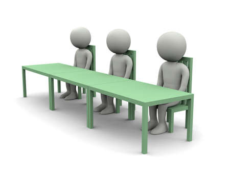 Sitting at tableの写真素材