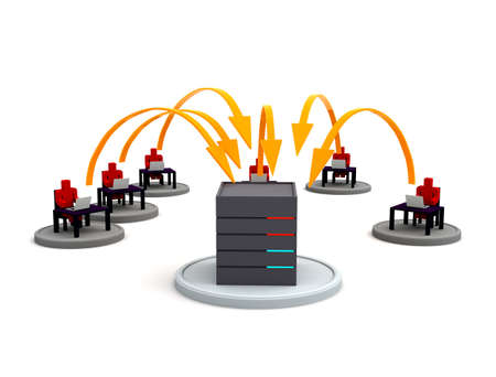 Servers subject to cyber attacksの写真素材