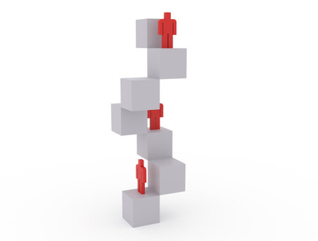 Stacked blocks and characters. 3d render illustration.の写真素材