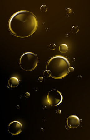 Liquid Bubble in Gold Color with Black Backgroundのイラスト素材