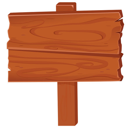 Wooden signboard isolated on white background. Vector cartoon illustration.のイラスト素材