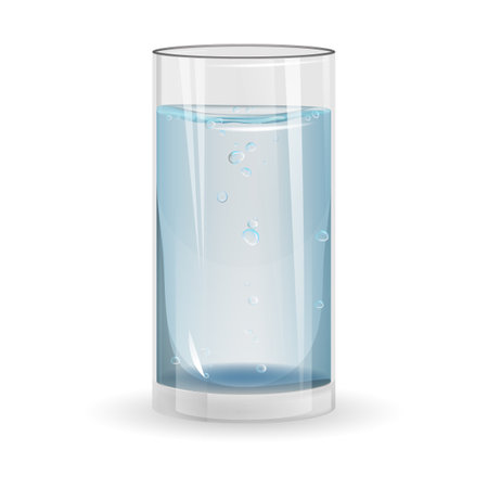 Glass of water isolated on white background. Realistic vector illustration.のイラスト素材