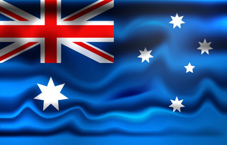 Flag of Australia, national country symbol illustration wavy silk or satin texture.のイラスト素材