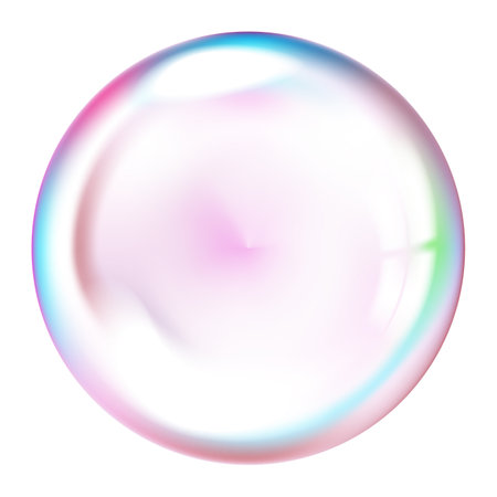 Colorful transparent soap bubble isolated on white background. Vector illustration.のイラスト素材