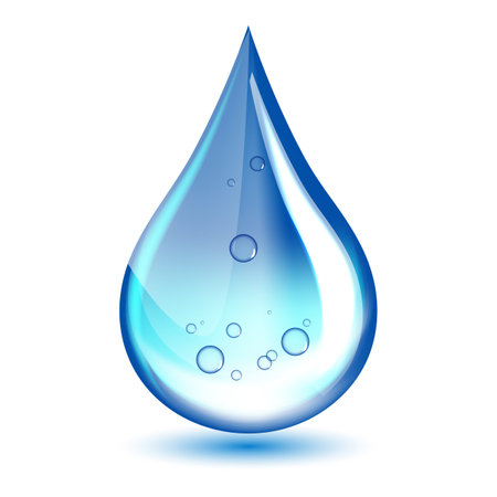 Blue water drop isolated on white background. Realistic vector illustration.のイラスト素材