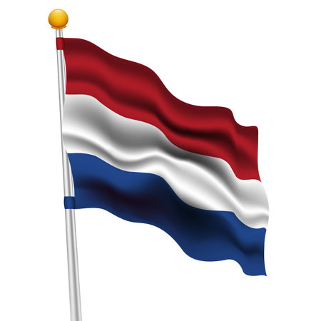 Netherlands flag, vector illustration on a white background, waving in the windのイラスト素材