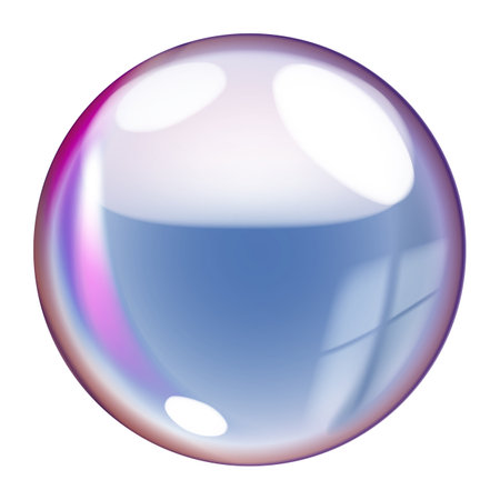 Transparent soap bubble isolated on white background. Realistic vector illustration.