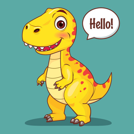 Cute Cartoon Dinosaur T-Rex With Speech Bubble. Vector Illustration EPS10のイラスト素材