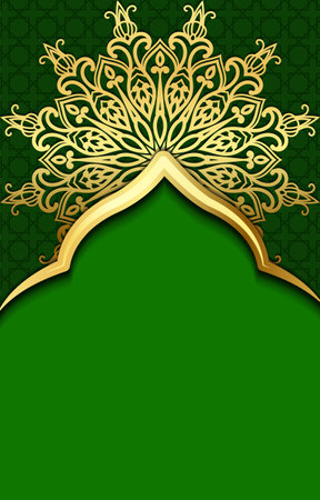 Luxury green background with golden ornament and place for your textのイラスト素材