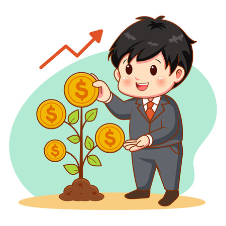 Illustration Concept of Investment in Business with a Businessman and Money of a treeのイラスト素材