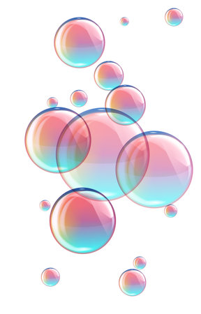 Colorful soap bubbles isolated on a white background. Eps 10 vector file.のイラスト素材