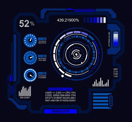 Vector art with futuristic concept. HUD panel blue interface.のイラスト素材
