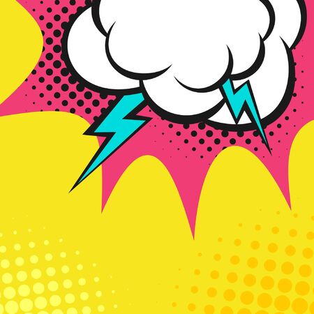 Clouds with lightning. Style comics, halftone.のイラスト素材