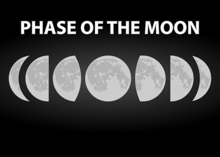 Image of moon phases on a black background.のイラスト素材