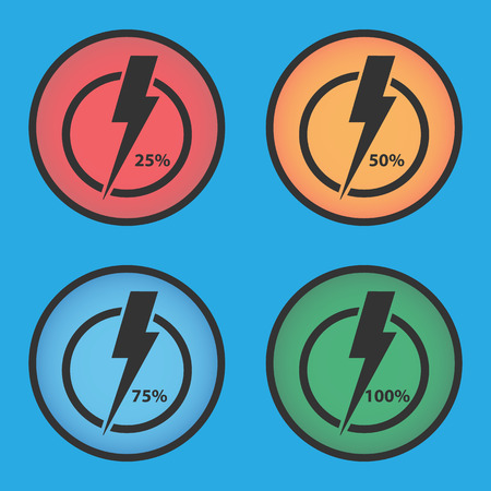 Set of multi-colored energy indicators. Level of charge.のイラスト素材