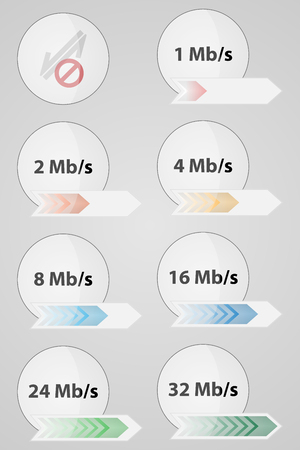 Internet Connection Speed ??Icons. Vector incoming internet speed icons.
