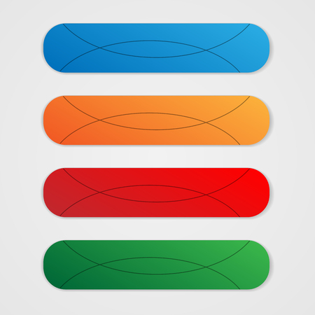 Long color buttons. Color buttons with stripes. Vector stylized buttons with thin lines.のイラスト素材