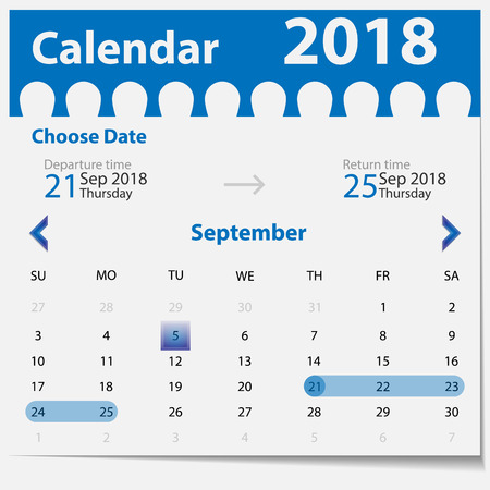 Vector calendar template in blue style. Calendar concept isolated on white background.のイラスト素材