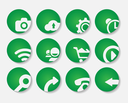 Set of stylish green icons. Application icons set.のイラスト素材