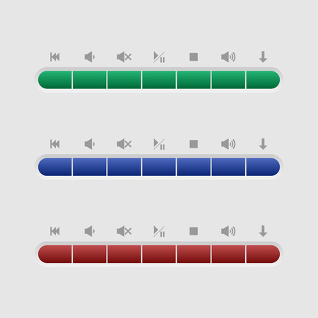 Music buttons for web interface. Color buttons for music management.のイラスト素材