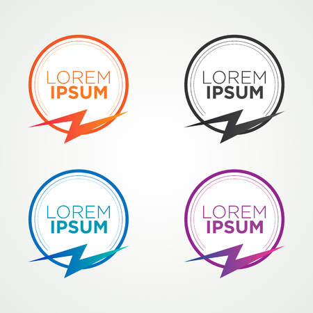 Beautiful color banners for text. Round colored banners with lightning.のイラスト素材