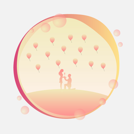 Round Banner On The Theme Of Love Color Banner Couple Against