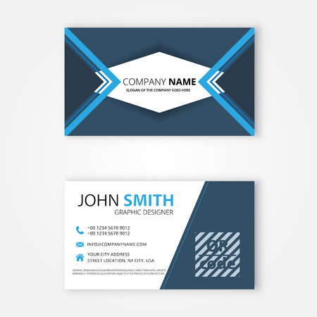 The blue business card template. Card for providing personal information to a company employee.のイラスト素材