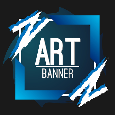 Blue stylish art banner. Vector square banner on a black background.のイラスト素材