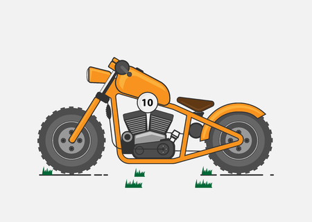 Vector illustration, motorcycle on white background. Yellow cartoon motorcycle.のイラスト素材