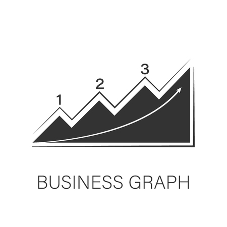 Icon business graphics on a white background. Black illustration of business graphics. Elements for business. Three steps on the business field.のイラスト素材